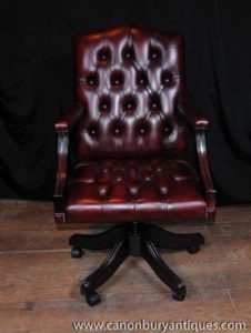 Regency Поворотный стол стул Кожаный кресло для Deep Button