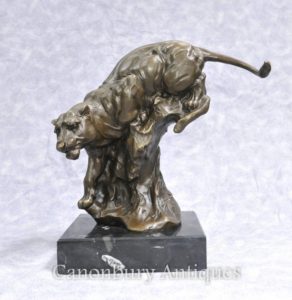 Бронзолитейными Panther Cat Leopard Подпись Майло Статуя Casting