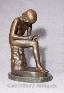 Итальянская Бронзовая статуя Spanario Classica Мальчик Thorn Foot Фигурка Подпись