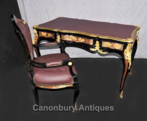 Французский Буль стол и стул Письменный стол Набор бюро инкрустация мебели