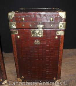 Пара английских кожанных сундуков для багажа Пароход Магистральные столы Box Крокодил