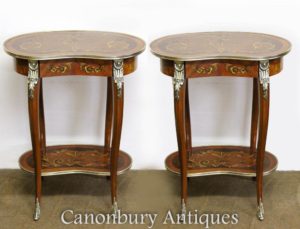 Парные боковые столы для паркета Louis XVI Коктейльная инкрустация