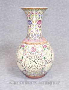 单中国粉彩玫瑰瓷花瓶网