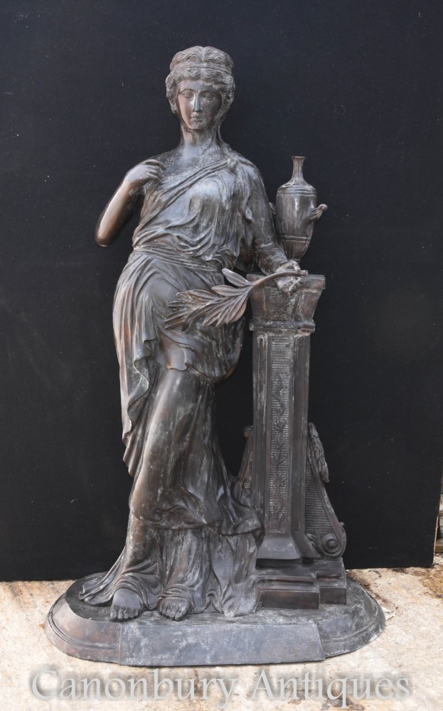 Большая бронзовая классическая статуя девы - Римская садовая статуэтка