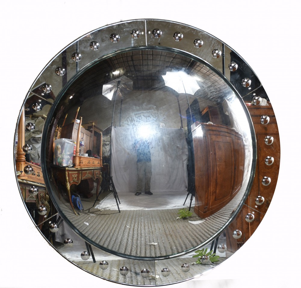 Большое выпуклое зеркало эпохи Регентства - Стеклянные круглые интерьеры