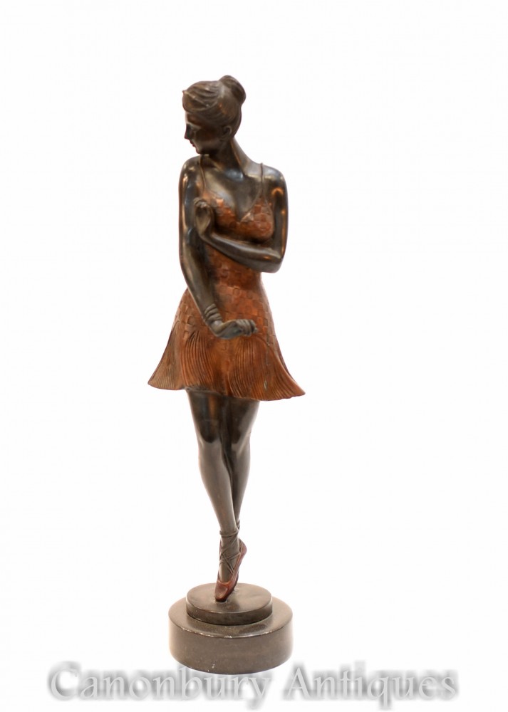 Бронзовая статуя балерины в стиле ар-деко - балерина
