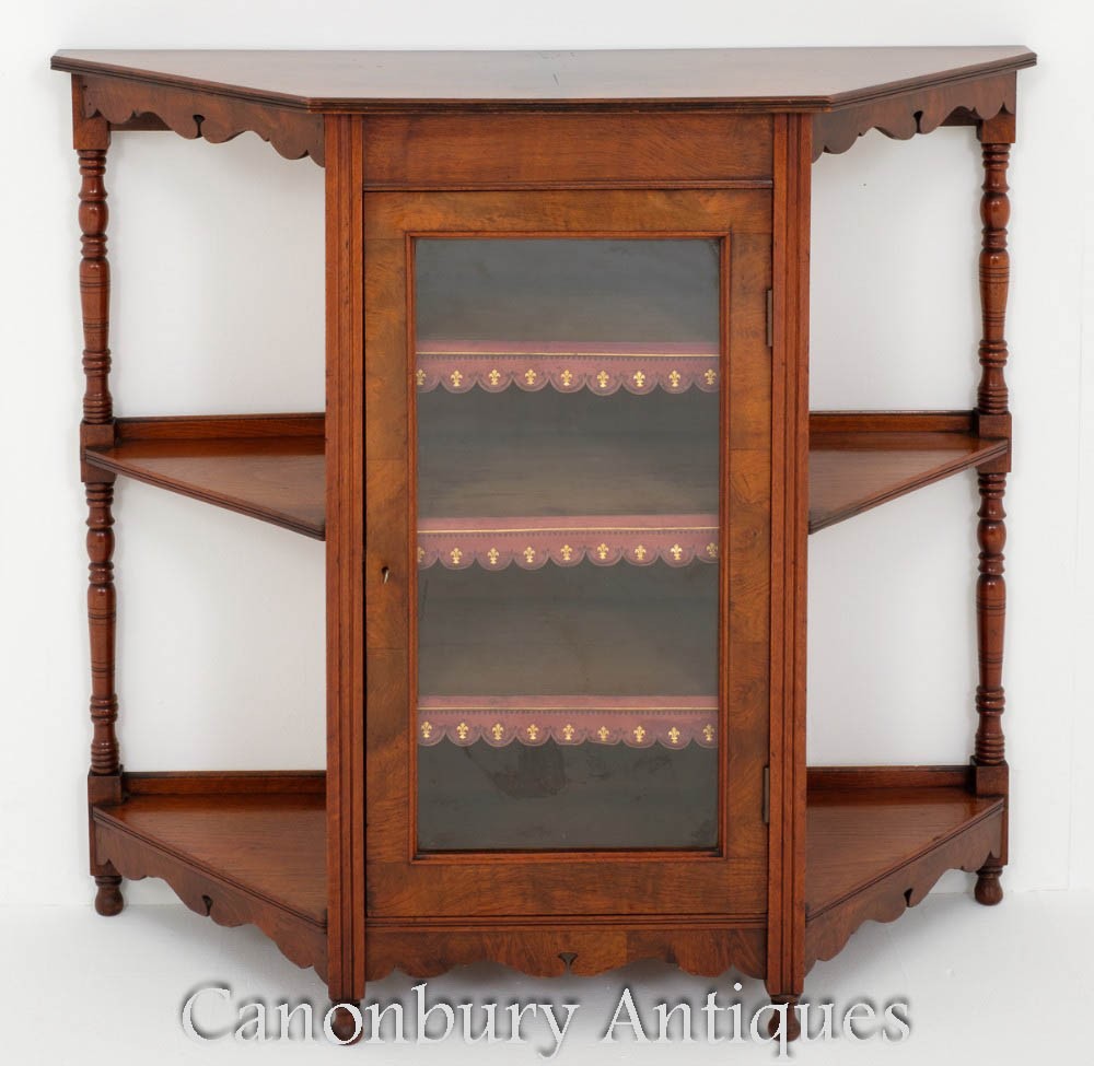 Викторианский боковой шкаф - Книжный шкаф старинной этажерки 1880