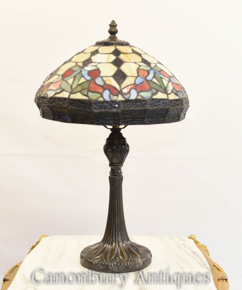 Лампа Тиффани в стиле модерн - светильник из бронзового свинцового стекла