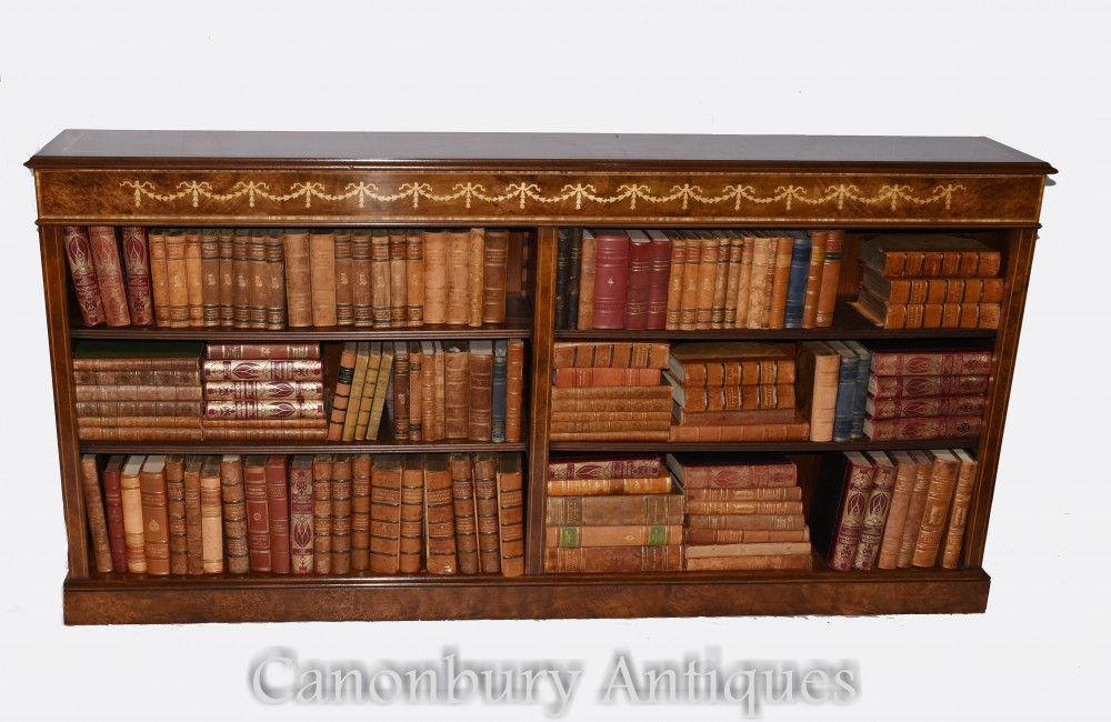 Открытый книжный шкаф из орехового дерева - Книжные шкафы с инкрустацией Regency, интерьер для учебы