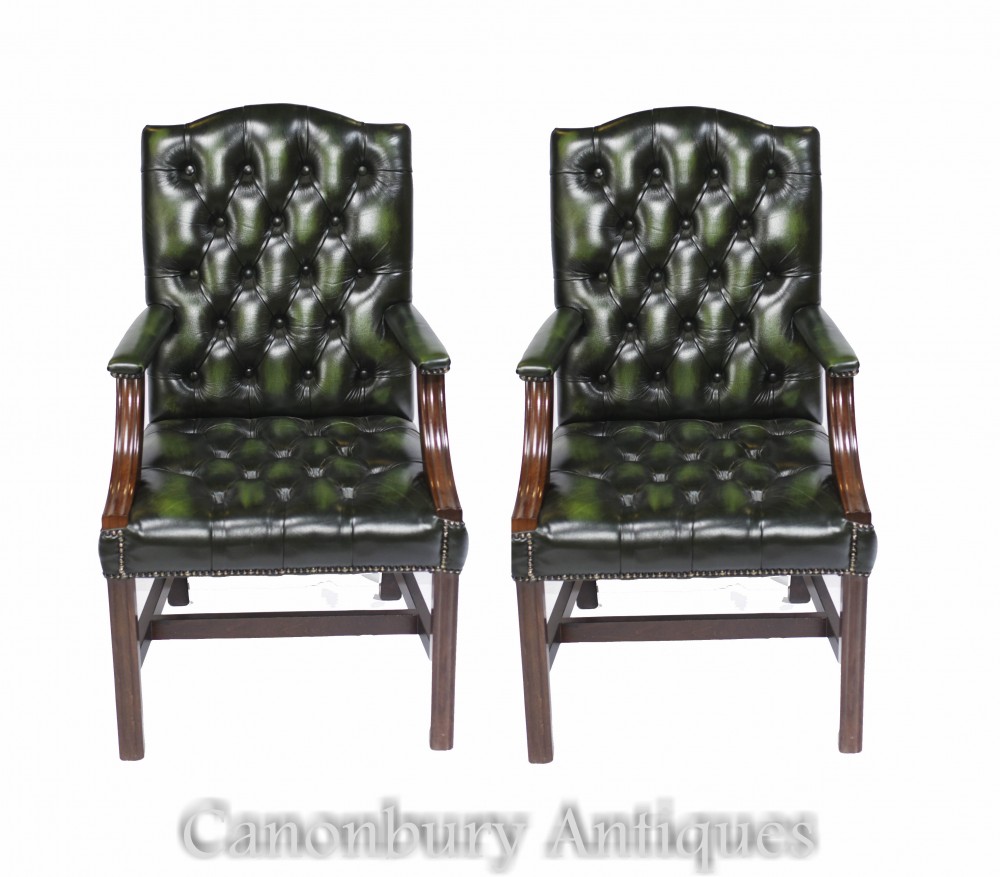 Пара кресел Gainsborough - Кожаное кресло для офиса с глубокими пуговицами
