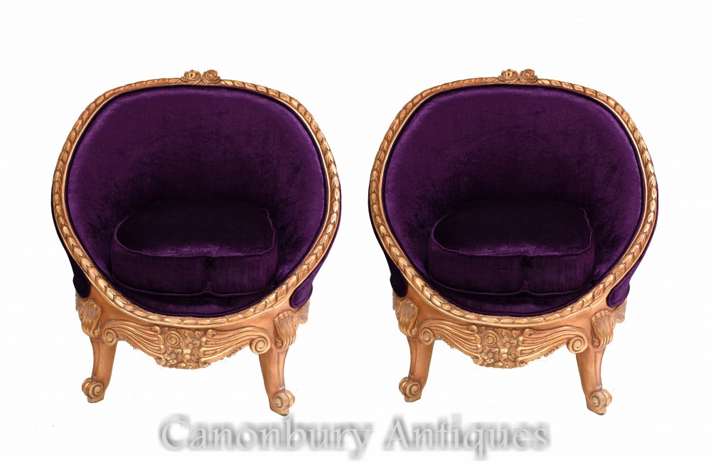 Пара стульев для ванны в стиле французской империи - позолоченные кресла