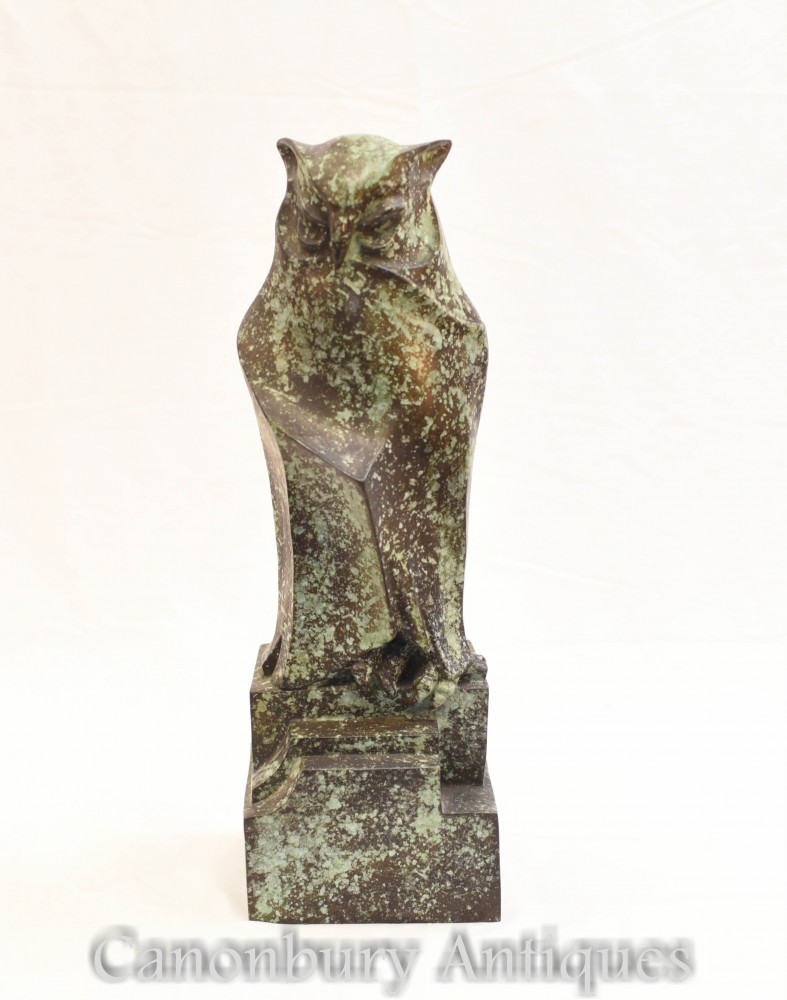 Статуя французской бронзовой совы - Хищная птица Вердис Гри Тони