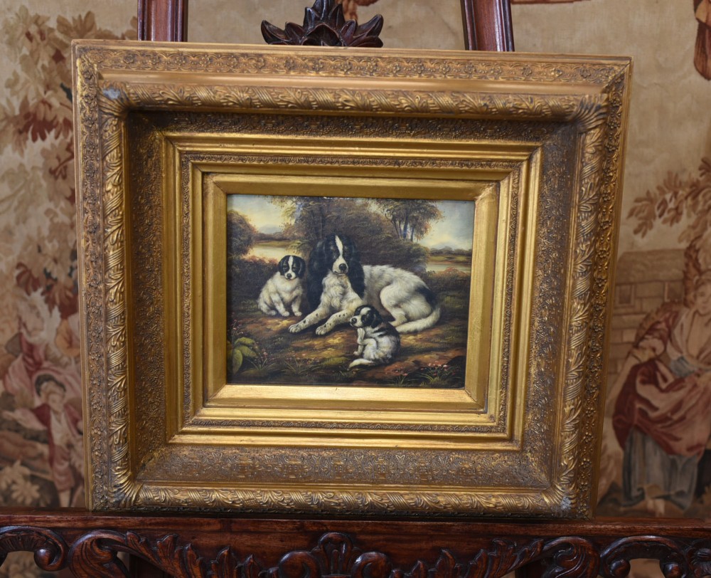 Викторианская картина маслом портрет собаки кокер-спаниеля