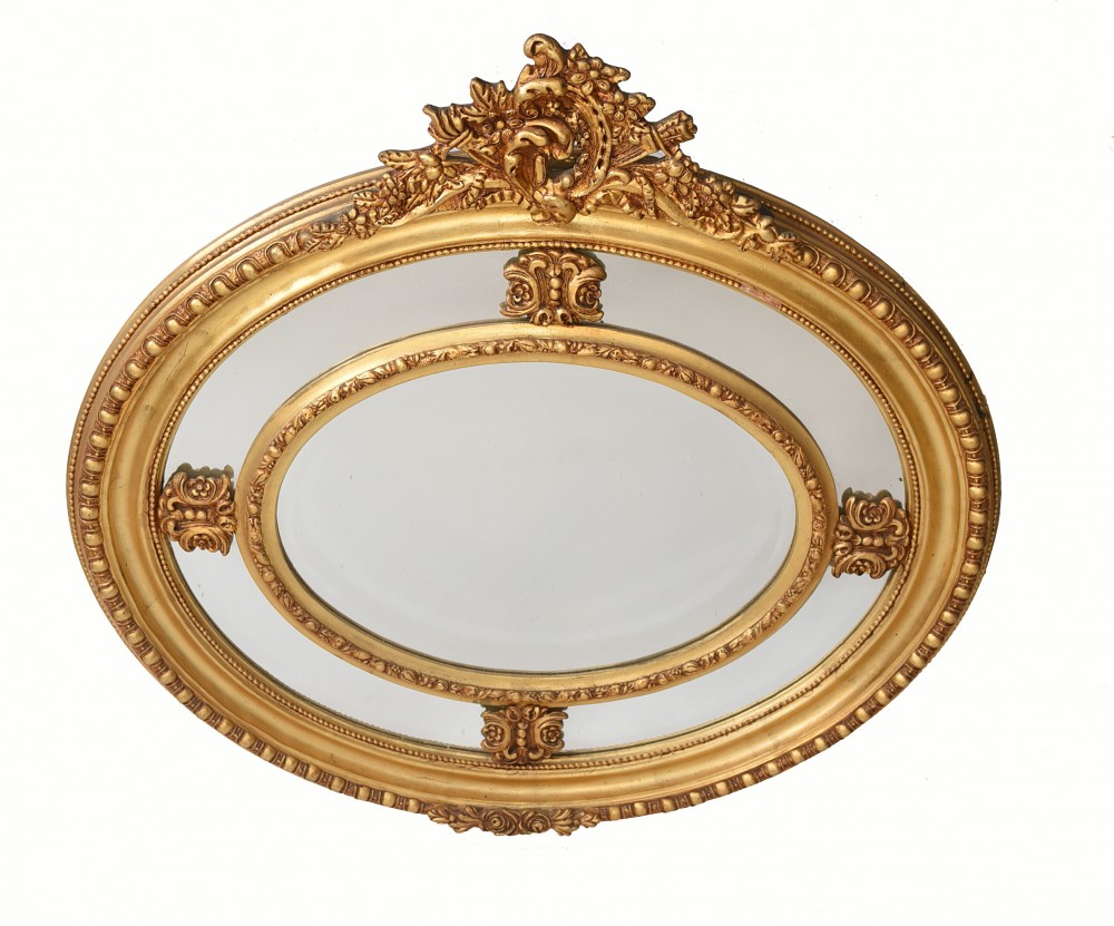 Викторианские овальные зеркала с позолоченной мантией