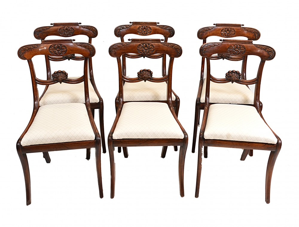 Набор из 6 обеденных стульев эпохи Регентства Палисандр 1810