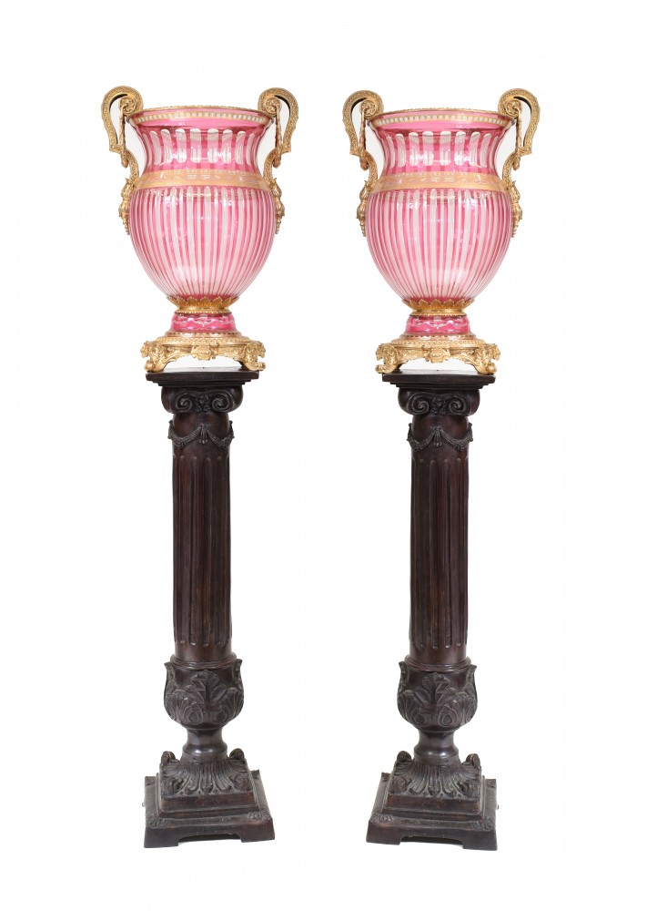 Пара стеклянных ваз в стиле ампир Французские классические урны Campana